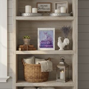 Purple Rabbit Floral Book Art Print